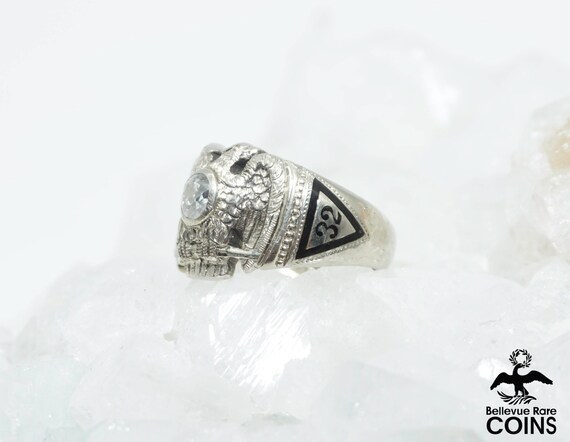 Antique 14k White Gold 0.30 CTW Diamond Masonic K… - image 6