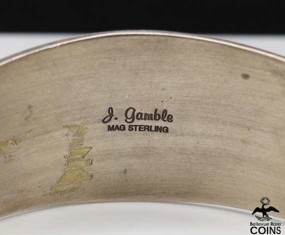 Native Sterling Silver Etched Eagle Cuff Bracelet Signed J Native Sterling Silver Etched Eagle Cuff Bracelet Signed J