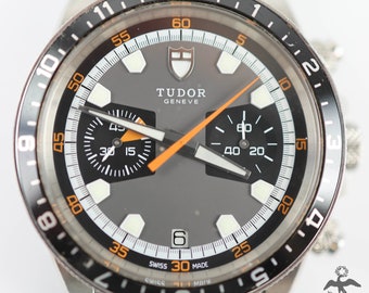 Tudor Geneve 70330N Chrono Automatic Date St. Steel Men's Watch w/Box & Extra Strap