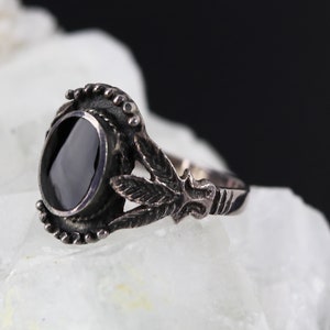 Vintage Southwestern Americana Sterling Silver & Onyx Ring image 3