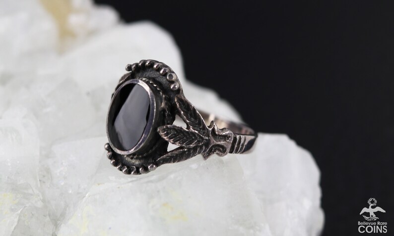 Vintage Southwestern Americana Sterling Silver & Onyx Ring image 3