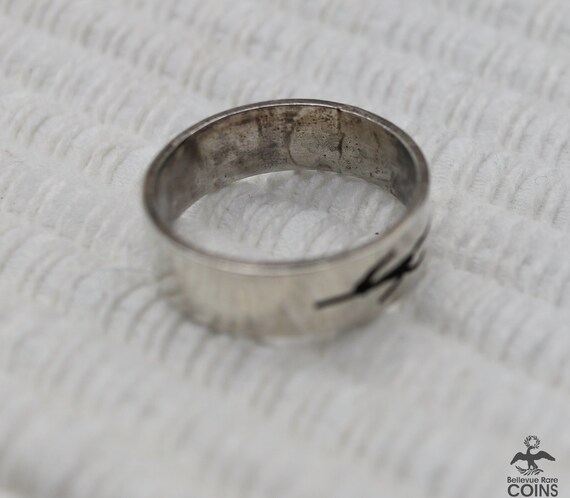 Silver Abstract Etched Ring Stackable Band - image 8