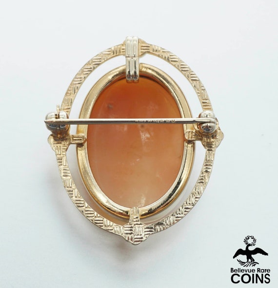 Vintage 14k Yellow Gold Carnelian Shell Carved Ma… - image 4