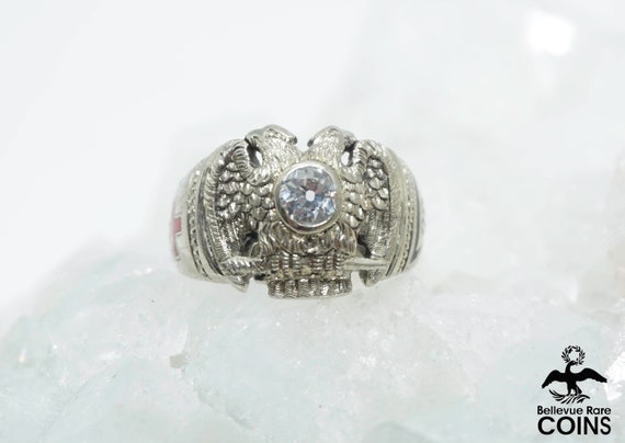 Antique 14k White Gold 0.30 CTW Diamond Masonic K… - image 3