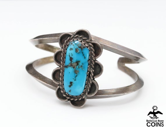 Bohemian Silver & Turquoise Cuff Bracelet - image 5