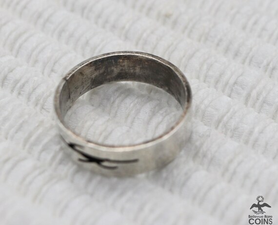Silver Etched Roadrunner Ring Stackable Band - image 6