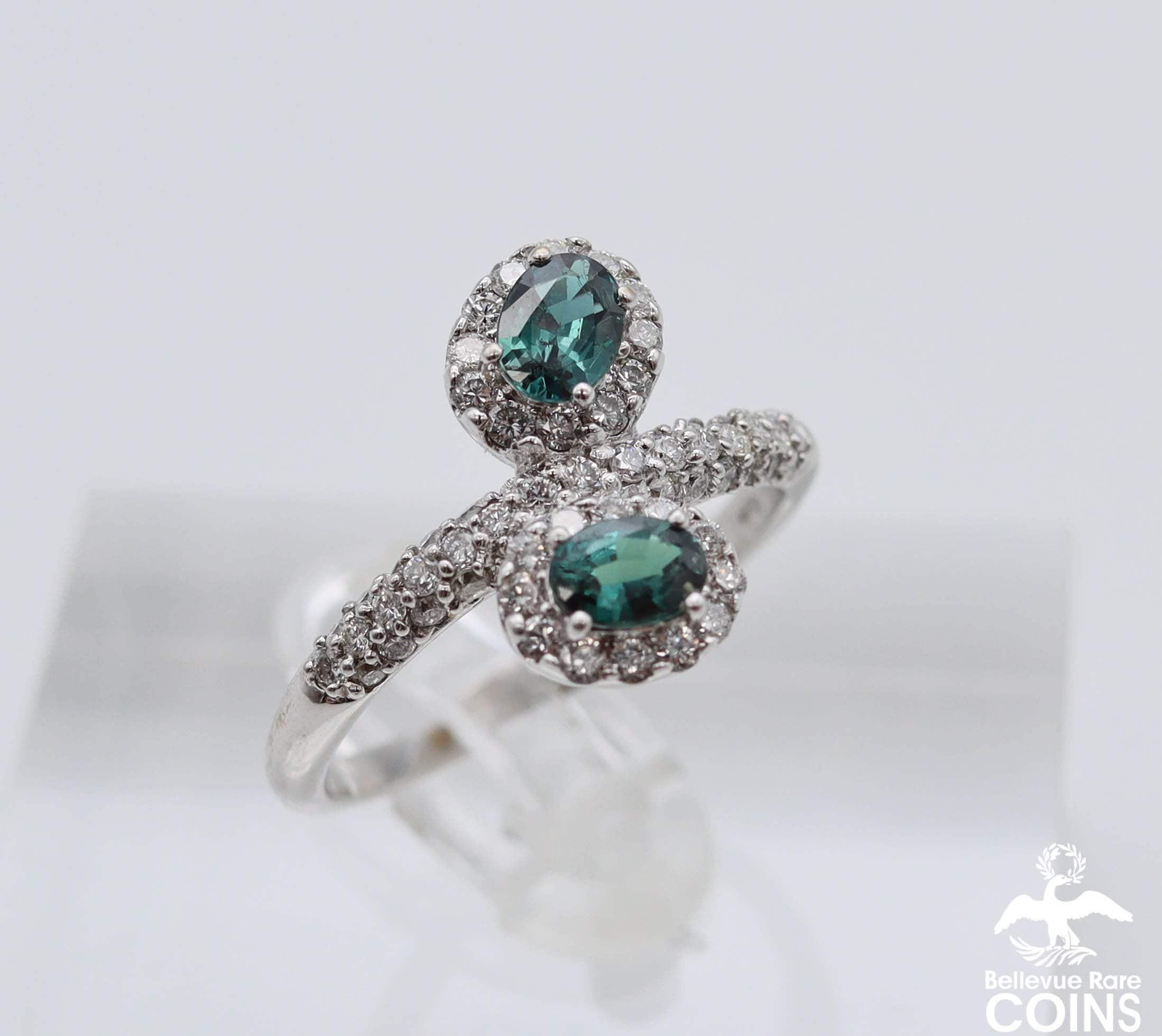18k White Gold 0.75 CTW Alexandrite & 0.70 CTW Diamond Ring w/ Spirit Gem Appraisal