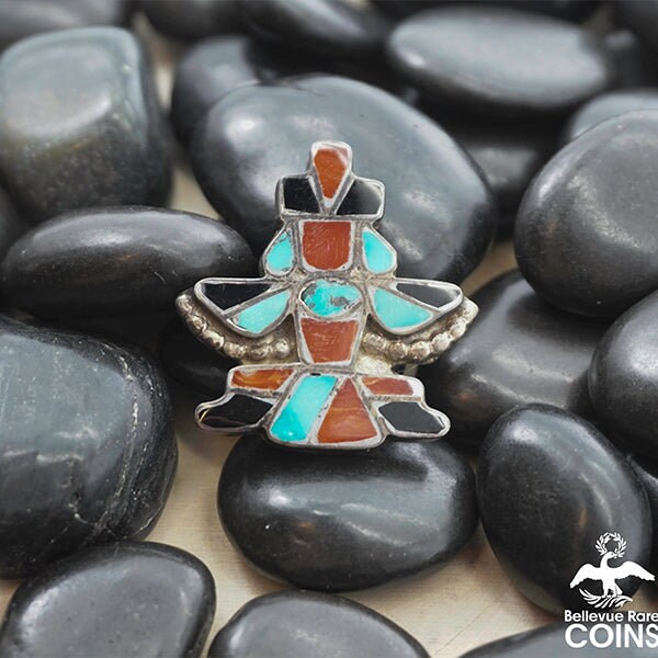 Rare Vintage Zuni Turquoise Channel Coral 'Complete Shell' Ring Rare Vintage Zuni Turquoise Channel Coral 'Complete Shell' Ring