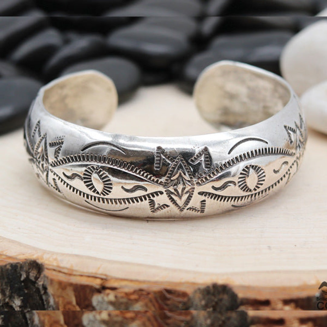 アクセサリー visvim Navajo VINTAGE BANGLE Wilbur Tracy Native Navajo Sterling Silver Decorative Stamp