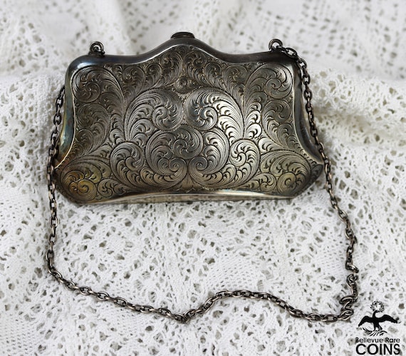 ANTIQUE GORHAM STERLING SILVER PURSE FRAME CHIINOISIERE DESIGN MAIDENS