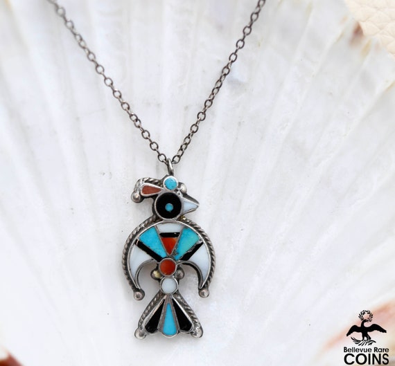 Native Sterling Silver Multi-Stone Inlay Thunderb… - image 3