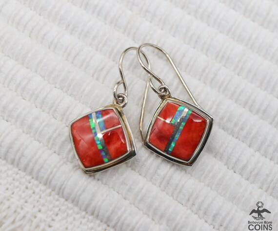 Native Southwestern Sterling Silver Opal & Red Co… - image 5