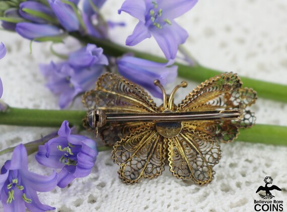 Silver filigree butterfly best sale brooch