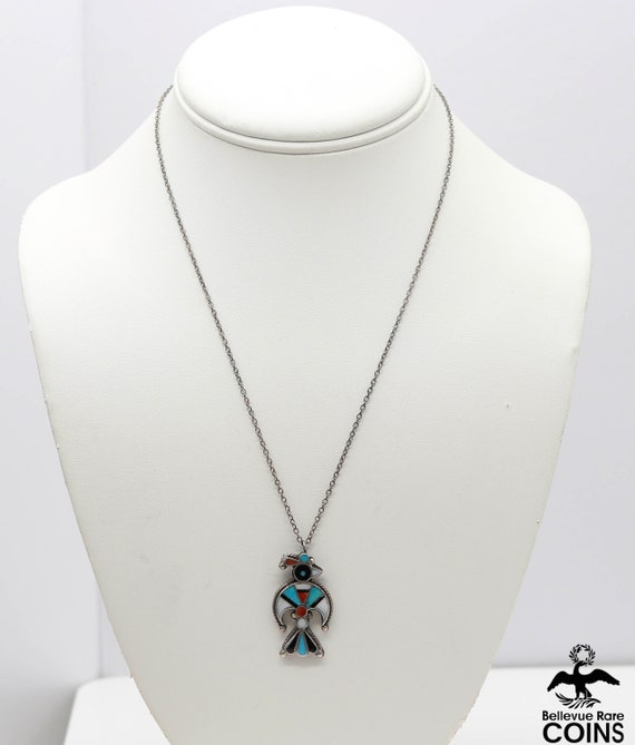 Native Sterling Silver Multi-Stone Inlay Thunderb… - image 1