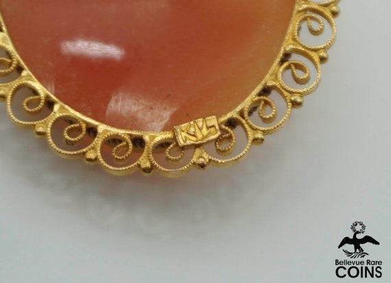 Vintage 14k Yellow Gold Filigree & Carnelian Shel… - image 6