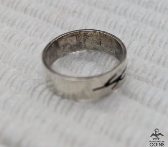 Silver Etched Roadrunner Ring Stackable Band - image 8