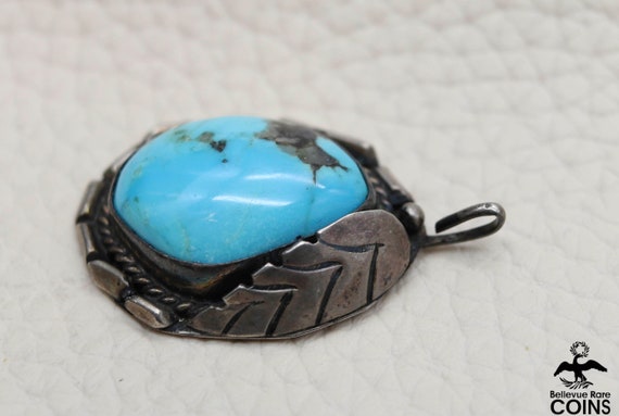 Bohemian Silver & Turquoise Cabochon Feathered Pe… - image 6