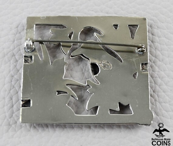 Coro Craft Sterling Silver Mother Bird & Chicks Vintage Brooch View 2