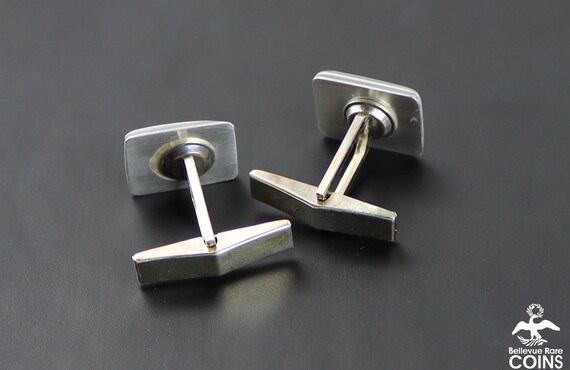 Modern Sterling Silver Rectangular Cuff Links w/L… - image 3