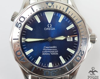 Vintage Omega Seamaster 34mm Stainless Steel Automatic Date Wrist Watch in Excellent Condition Etsy