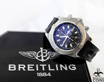 Breitling Super Avenger Automatic Blue Dial Steel Case Men's Watch w/ Box A11370