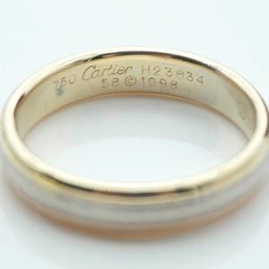1998 CARTIER 18k Yellow, White, & Rose Tri-Gold Wedding Band Ring w/ Original Box