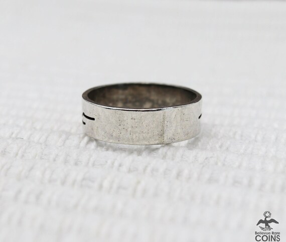 Silver Etched Roadrunner Ring Stackable Band - image 4