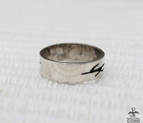 Silver Etched Roadrunner Ring Stackable Band - image 2