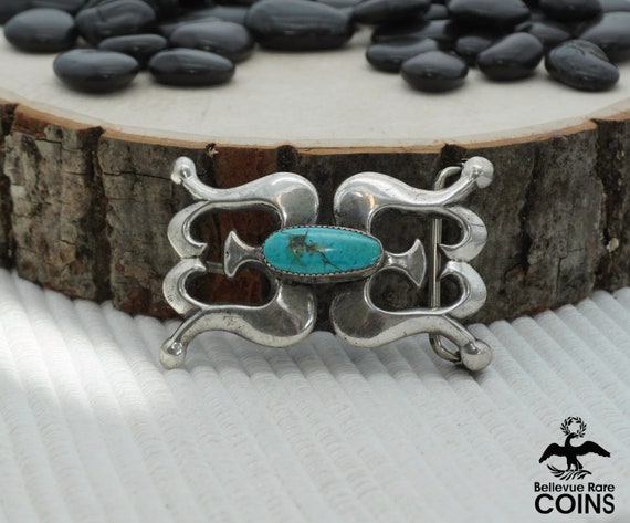 Vintage Southwestern Americana Silver & Turquoise… - image 3