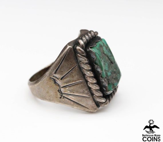 Southwestern Silver & Green Turquoise Vintage Sta… - image 3