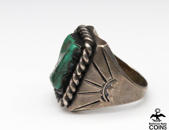 Southwestern Silver & Green Turquoise Vintage Sta… - image 2