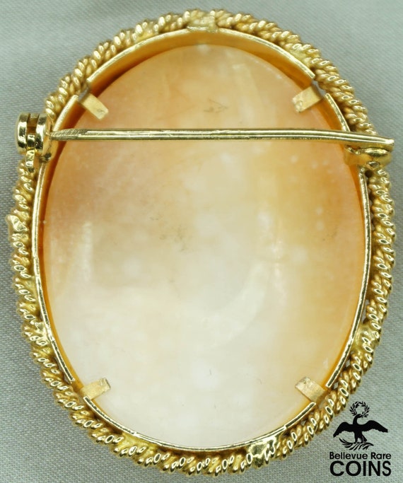 18k Yellow Gold Cameo Woman Floral Hair Victorian… - image 8