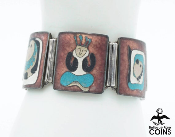 Vintage Native/ Western Silver & Ceramic Link Sto… - image 7