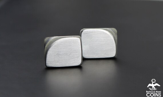 Modern Sterling Silver Rectangular Cuff Links w/L… - image 2