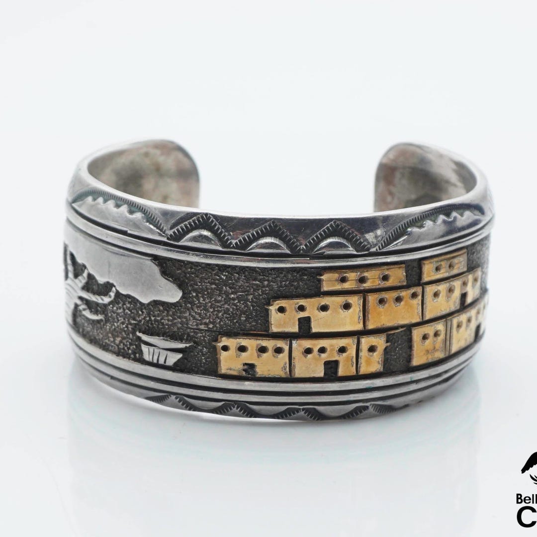 HOPI バングル スタンプワーク Floyd Namingha作 Floyd Namingha Lomakuyvaya Native Hopi Etched Storyteller