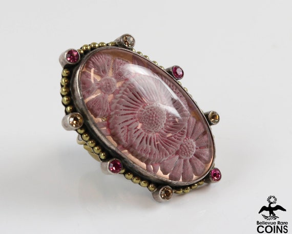 Modern Art Nouveau Sterling Silver Garnet Stateme… - image 3