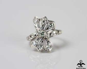 SKA Edwardian 14k Weißgold & 0.25 CTW Diamant Ring (Größe 4)