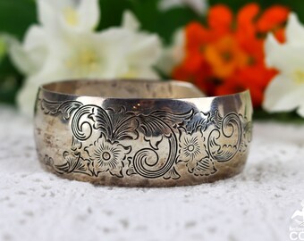 KIRK /& SON Romantic Antique Sterling Cuff with Roses Sterling Silver Bracelet S