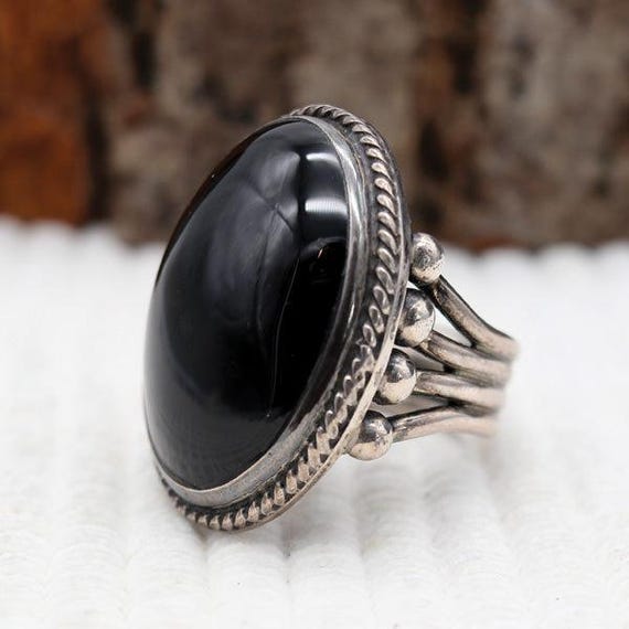 Orville Z. Tsinnie Native Navajo Sterling Silver & Onyx Large