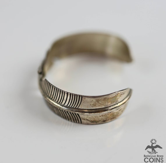 NAVAJO Douglas Etsitty フェザーバングル Native Douglas Etsitty Navajo Sterling Silver Double Feather Cuff