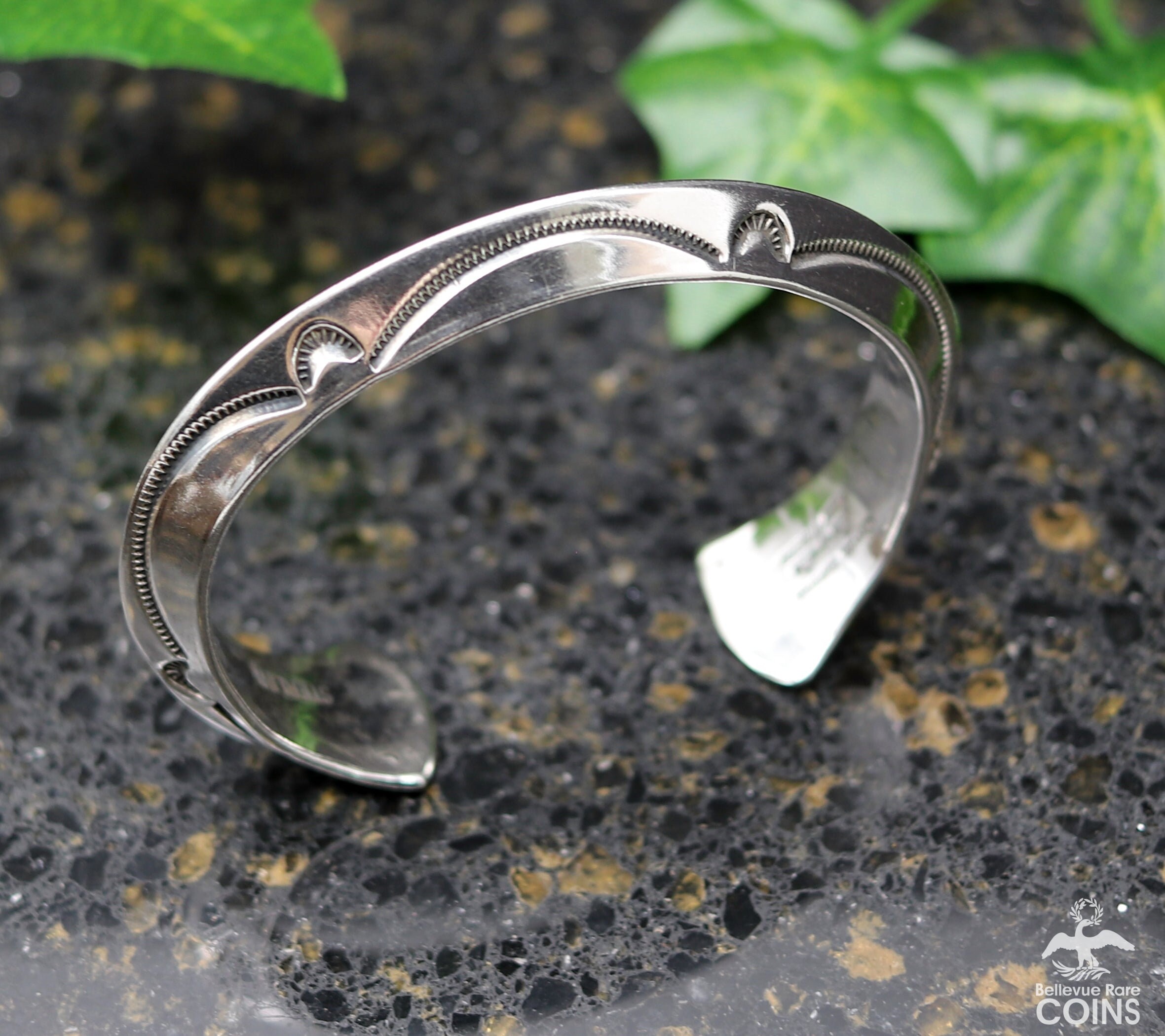 Native Orville Tsinnie Navajo Nation Sterling Silver Etched Cuff