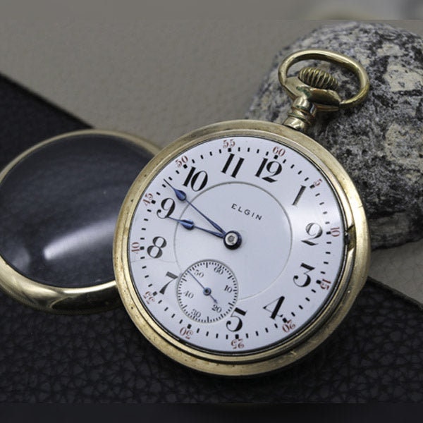 1910 Elgin Grade 367 Father Time Manual 18s Open Face 14k Gold Filled 21 Jewels Antique Pocket Watch