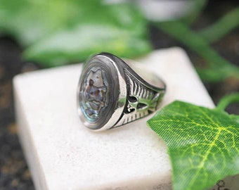 Vintage Bell Trading Post Sterling Silver & Abalone Southwestern Thunderbird Ring