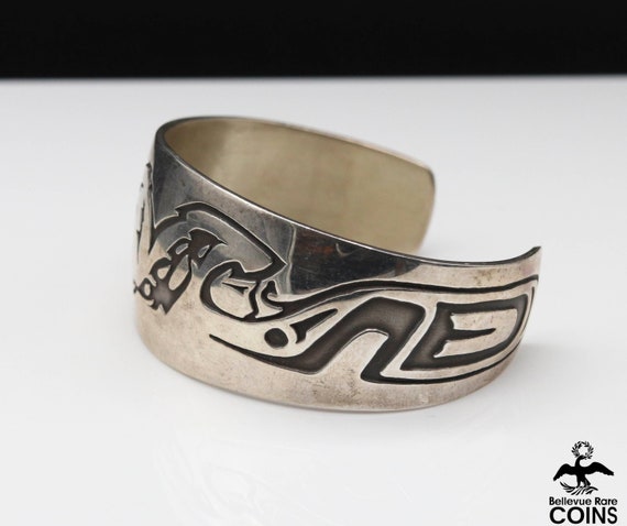 Native Sterling Silver Etched Eagle Cuff Bracelet… - image 3