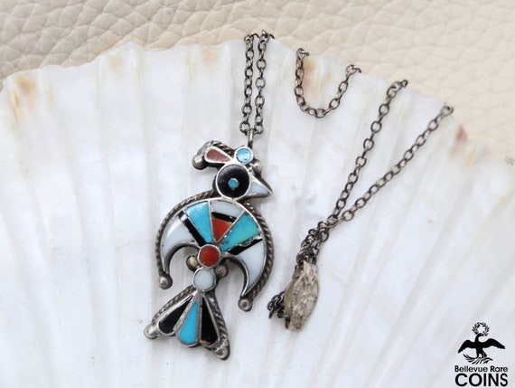 Native Sterling Silver Multi-Stone Inlay Thunderb… - image 2