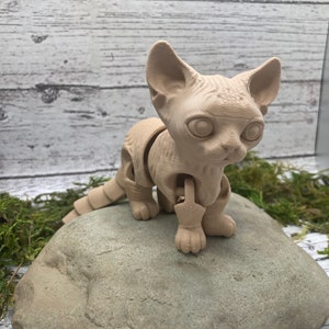 3D printed articulated cat (PLA or TPU) - Sphynx - Munchkin