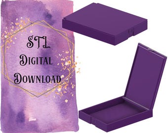 May include: A purple plastic box with a hinged lid. The box is open and the lid is propped up. The text "STL DIGITAL DOWNLOAD" is on a purple and gold background.