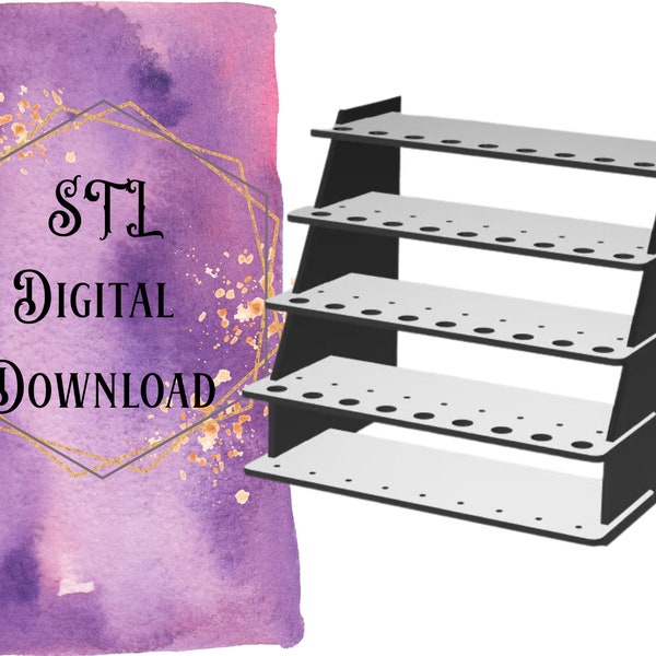 Pen Display -- Pen Stand -- 4 Rows / Levels -- 9 Pens Per Row -- STL Download -- .ZIP File