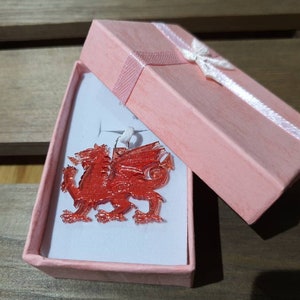 Red Dragon Necklace, Pendant Necklace, Red translucent, Welsh Dragon Necklace
