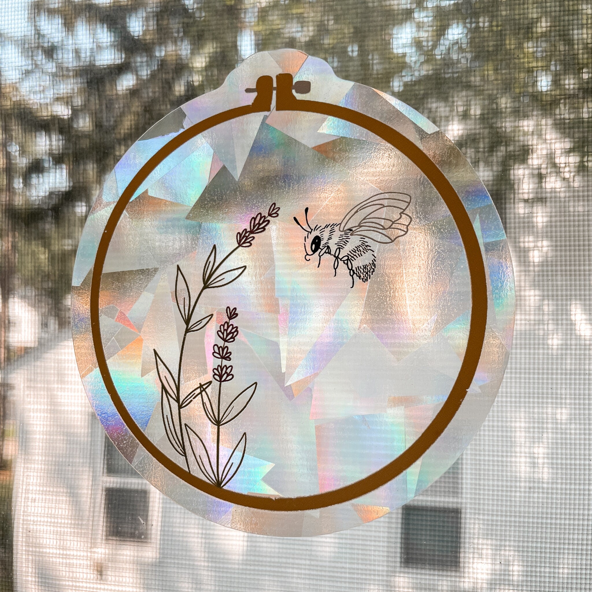 Rainbow Sun Catcher Sun Catcher Sticker Floral Bee Etsy